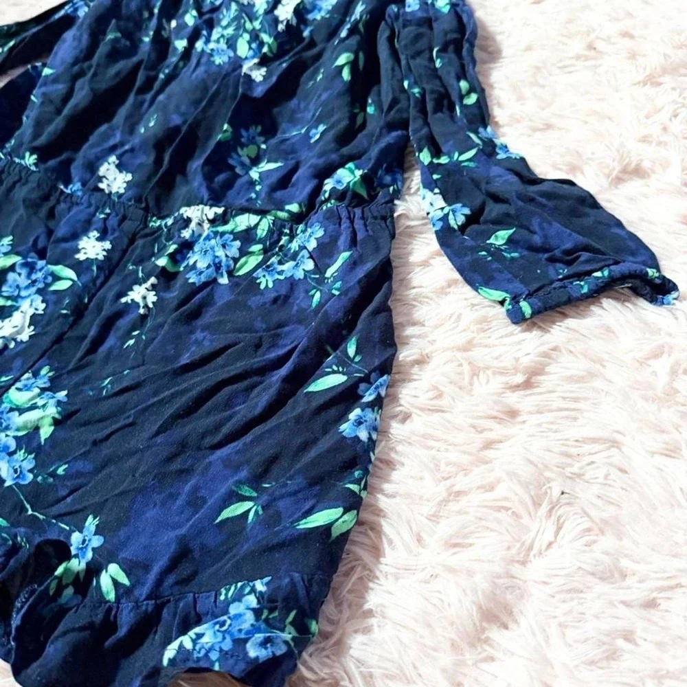Whimsical Floral Cottage Core Cold Shoulder Country Cowgirl Romper Girls L Fairy